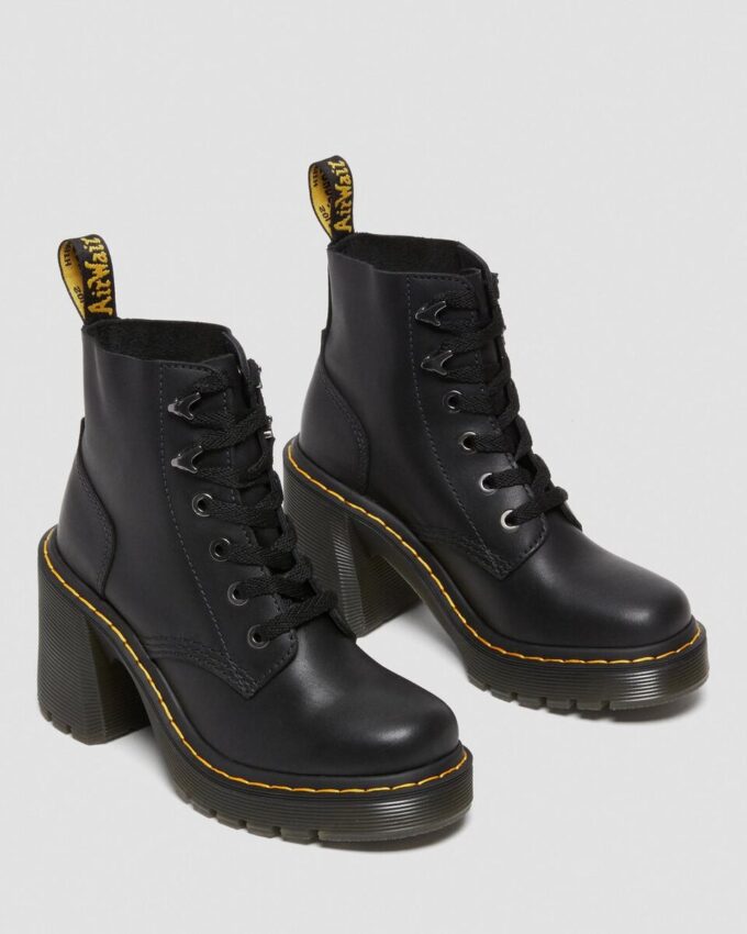 Jesy Sendal Leather Lace Up Flared Heel Boots