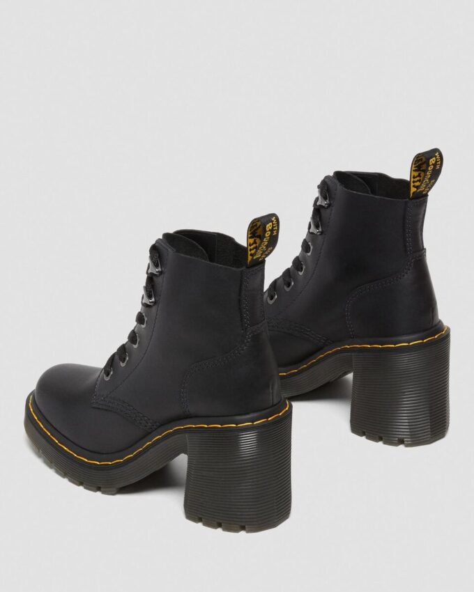 Jesy Sendal Leather Lace Up Flared Heel Boots