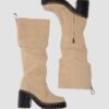 KASEY Suede Knee High Heeled Boots