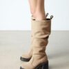 KASEY Suede Knee High Heeled Boots