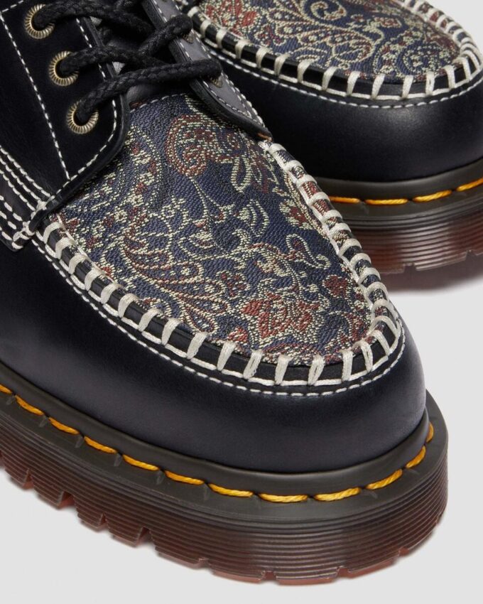 Lowell Leather & Jacquard Lace Up Moc Toe Shoes