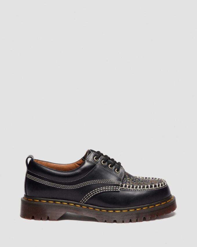 Lowell Leather & Jacquard Lace Up Moc Toe Shoes