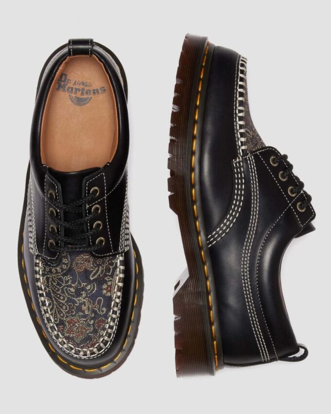 Lowell Leather & Jacquard Lace Up Moc Toe Shoes