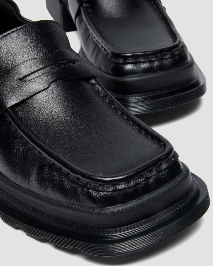 MAYBOLE LOAFER Square Toe Ruched Leather Loafers