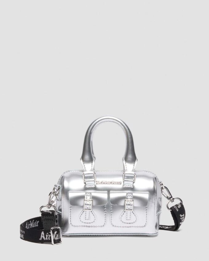 Mini Top Handle Bag Silver Patent Leather Bag
