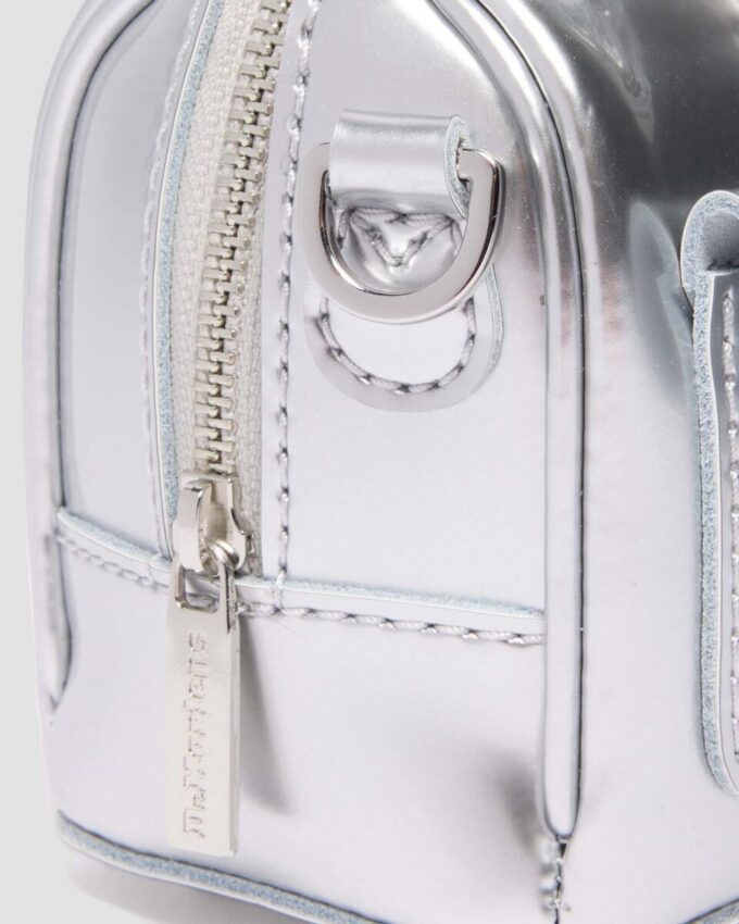 Mini Top Handle Bag Silver Patent Leather Bag