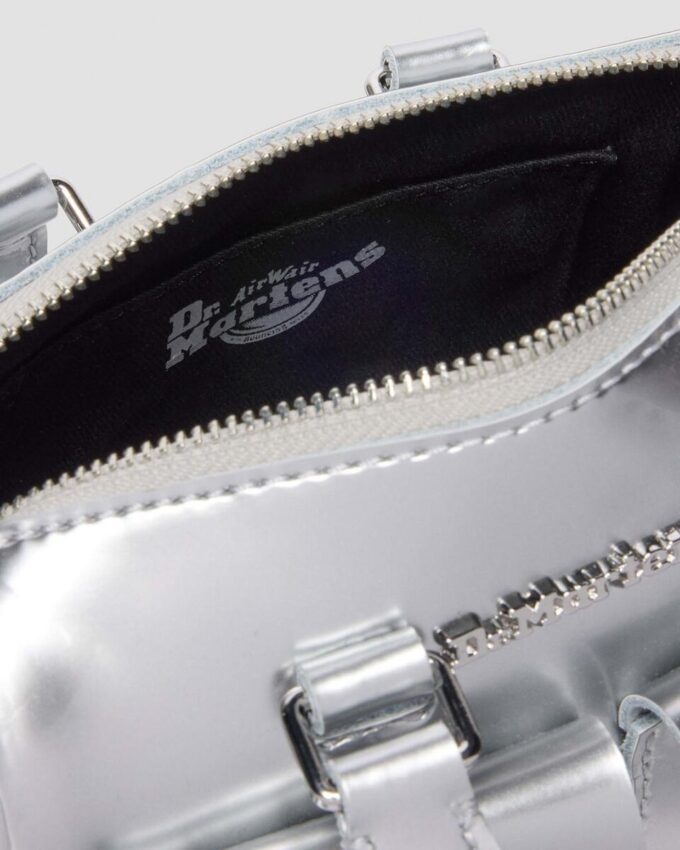 Mini Top Handle Bag Silver Patent Leather Bag