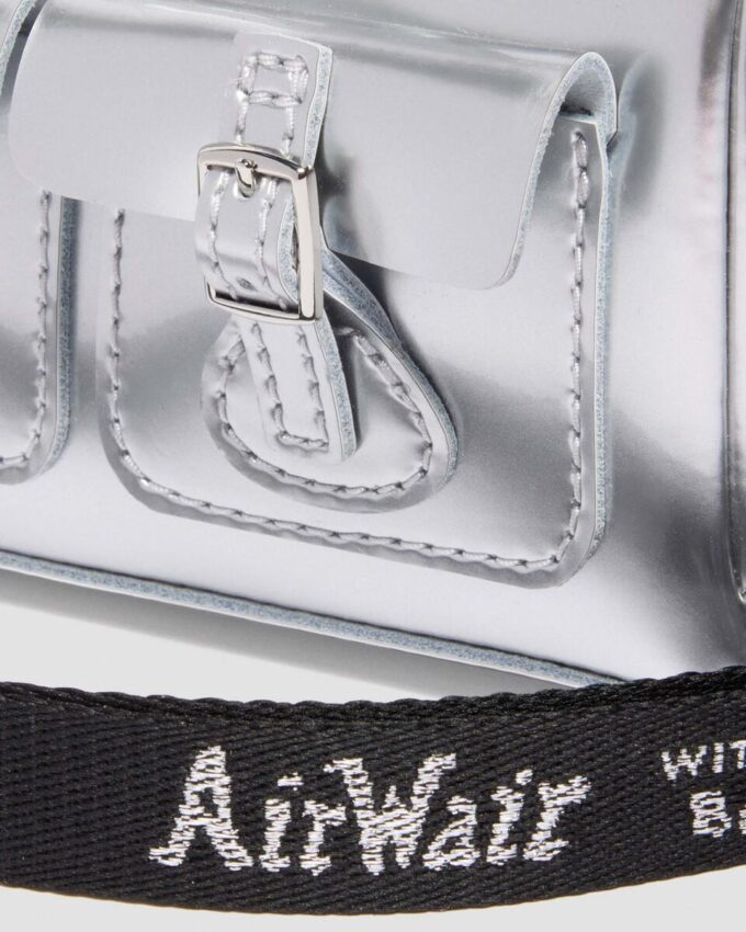 Mini Top Handle Bag Silver Patent Leather Bag