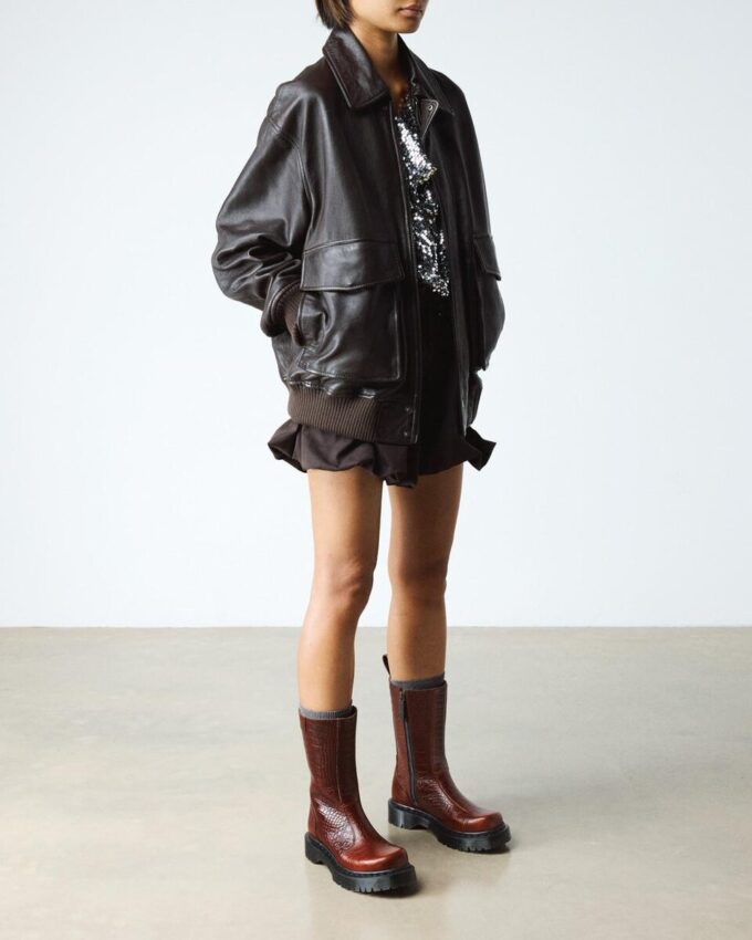 REJENA Croc Emboss Leather Boots