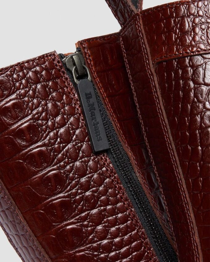 REJENA Croc Emboss Leather Boots