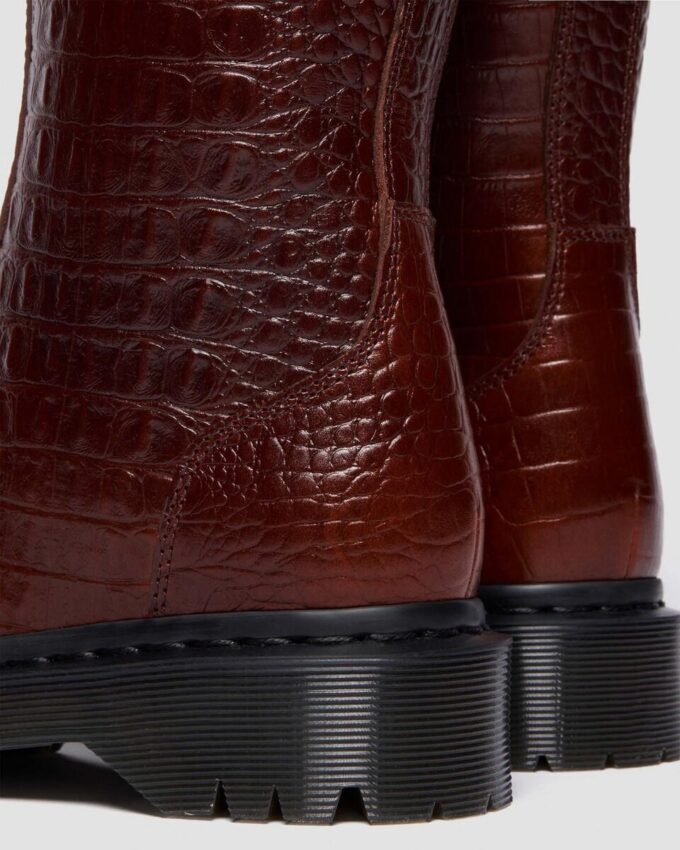 REJENA Croc Emboss Leather Boots