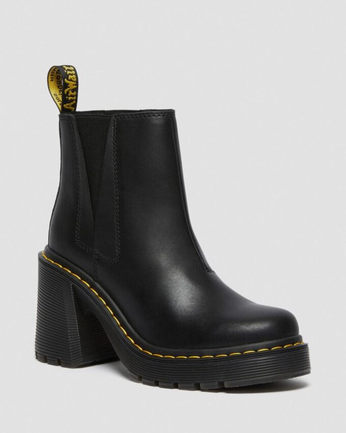 SPENCE Leather Flared Heel Chelsea Boots