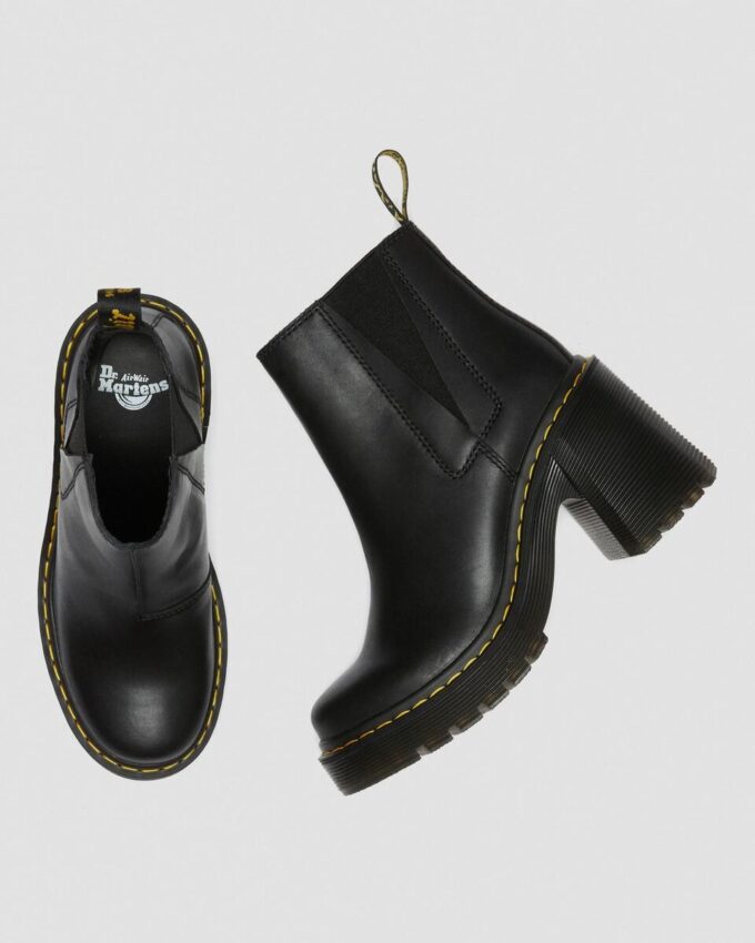 SPENCE Leather Flared Heel Chelsea Boots