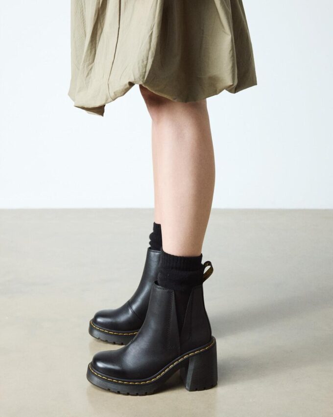SPENCE Leather Flared Heel Chelsea Boots