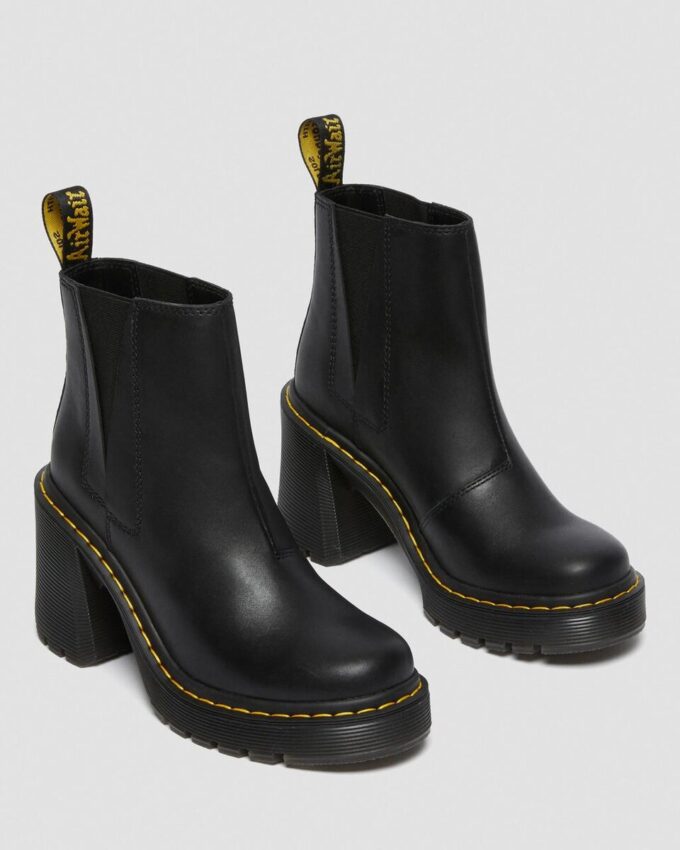 SPENCE Leather Flared Heel Chelsea Boots