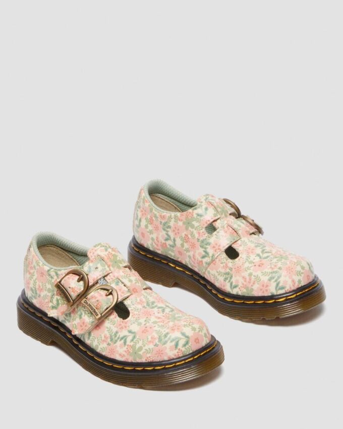 Toddler 8053 Floral Leather Mary Jane Shoes