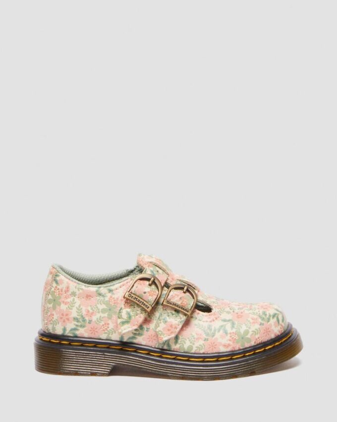 Toddler 8053 Floral Leather Mary Jane Shoes