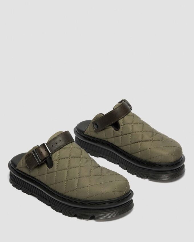 Zebzag Quilted Canvas Slingback Platform Mules