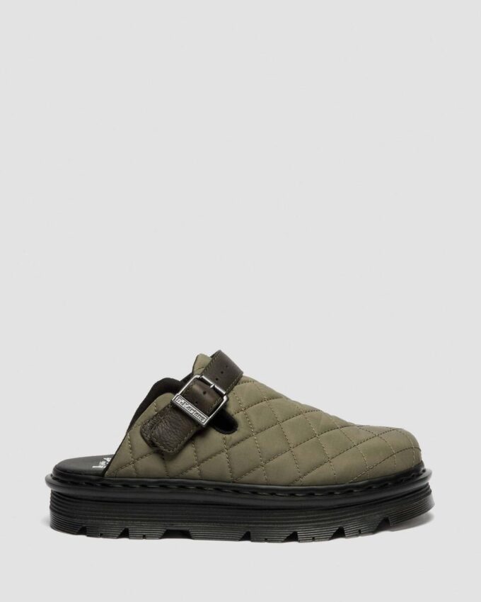 Zebzag Quilted Canvas Slingback Platform Mules